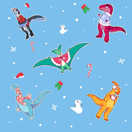 Christmas themed dinosaur pattern